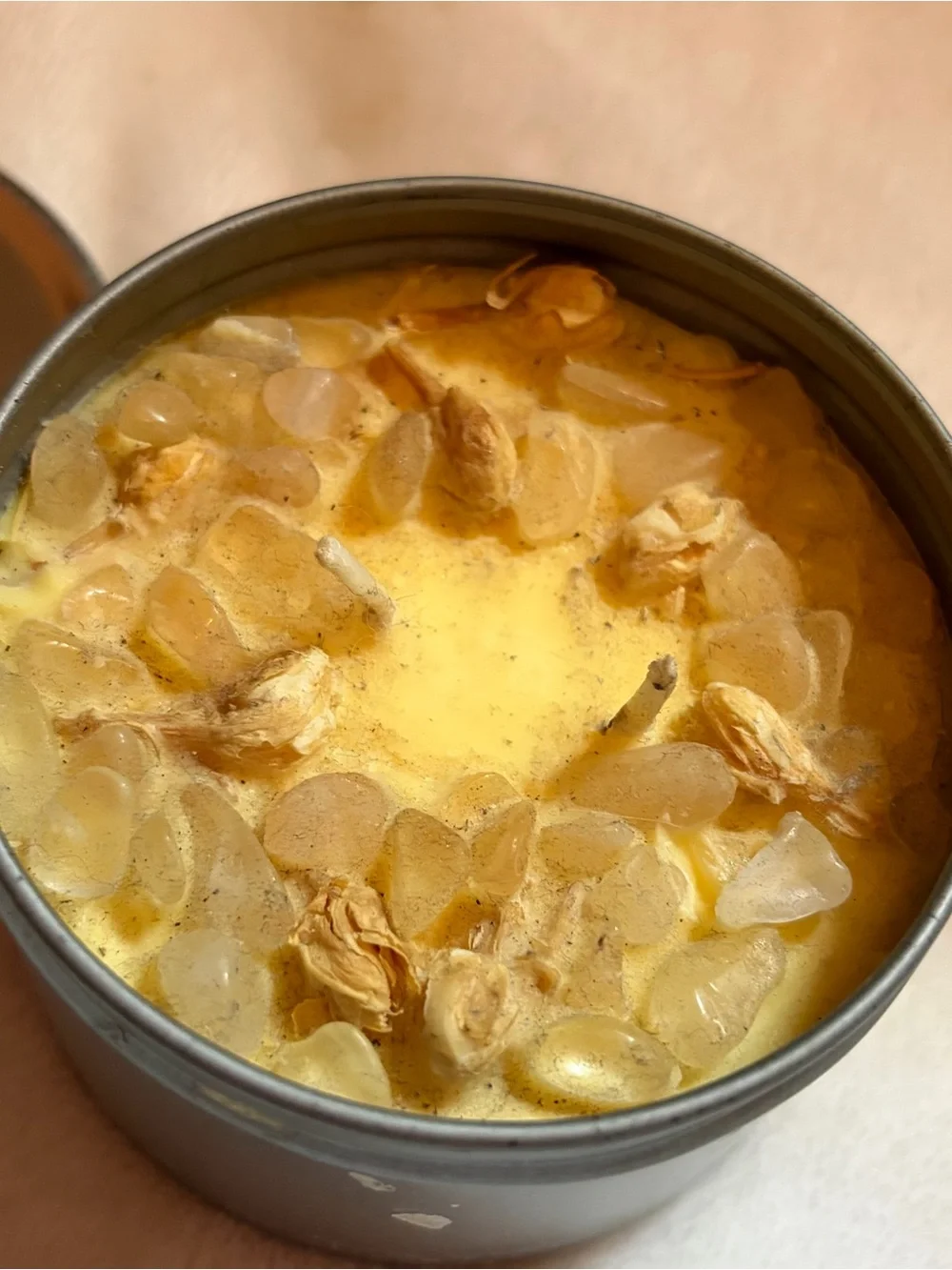 Yellow Jasmine Crystal Soy Candle Homemade